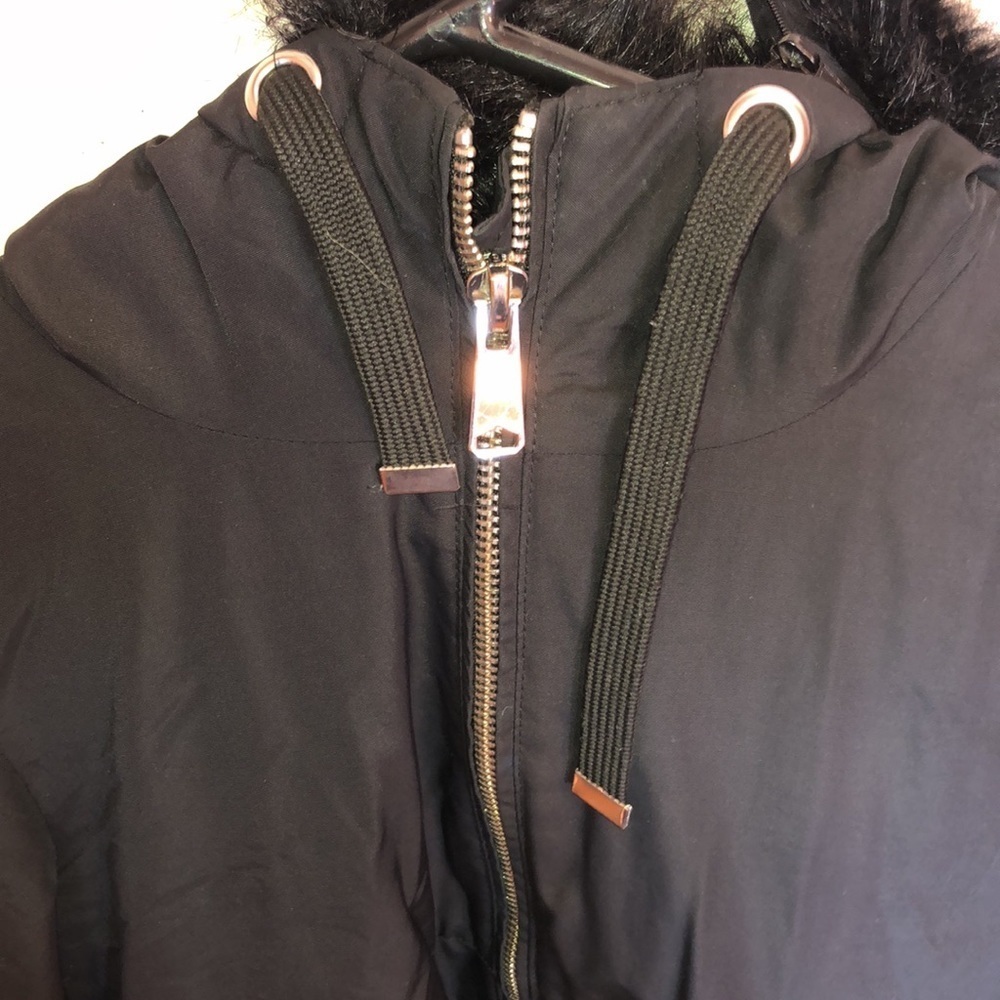ZARA BASIC Outerwear long black jacket coat parka size small water repellent​​​ - Picture 5 of 11